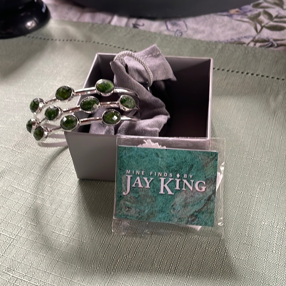 Brand New Jay King Chrome Diopside sterling silver cuff